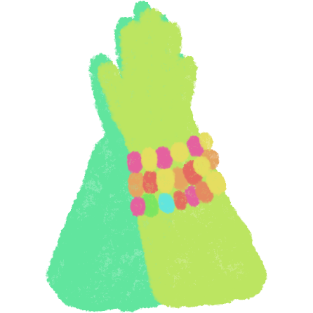 a teal hand and a green hand, the green hand wearing kandi, doing the third part of the plur handshake, representing unity